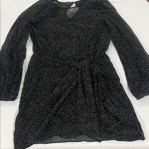 Zara Black Mini Dress with White Speckle Print